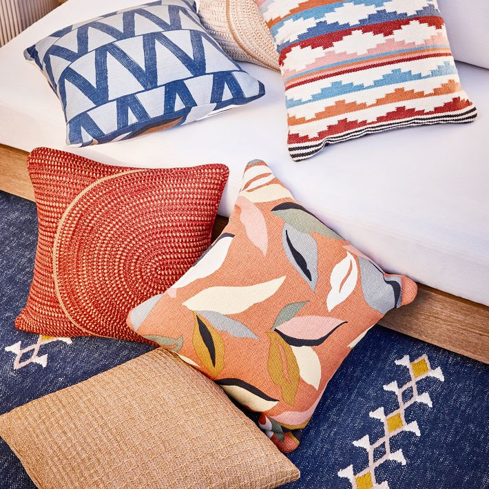 Scandi Leaf Reversible Indoor/Outdoor Pillow | West Elm (US)