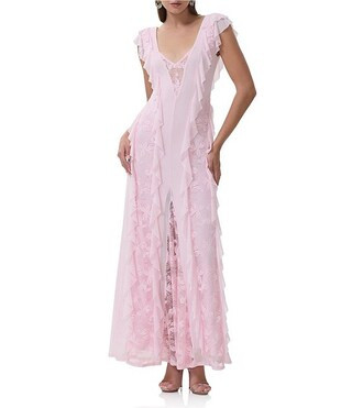 AFRM Trista Lace Ruffle V-Neck Sleeveless Maxi Dress | Dillard's | Dillard's