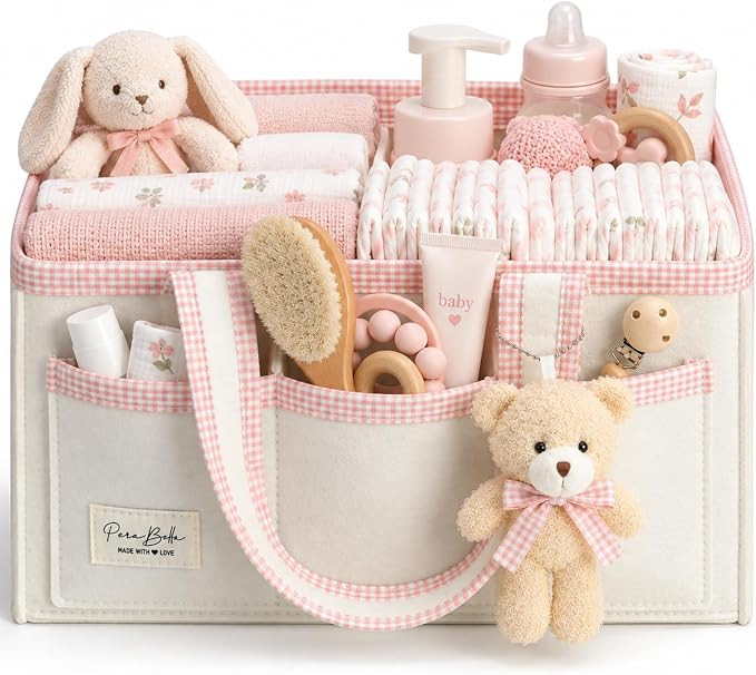 Baby Diaper Caddy Organizer, Baby Basket Shower Gift Caddy, Portable Felt Changing Table Basket, ... | Amazon (US)