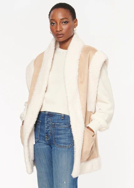 Delma Reversible Sherpa Vest Taupe | CAMI NYC