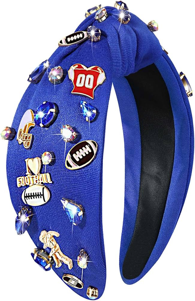 mokkia Football Headband for Women Football Mom Accessories Crystal Rhinestone Jeweled Wide Top K... | Amazon (US)