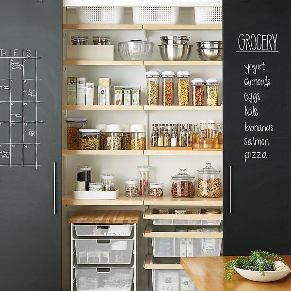 Elfa Décor 4' Birch & White Reach-In Pantry | The Container Store