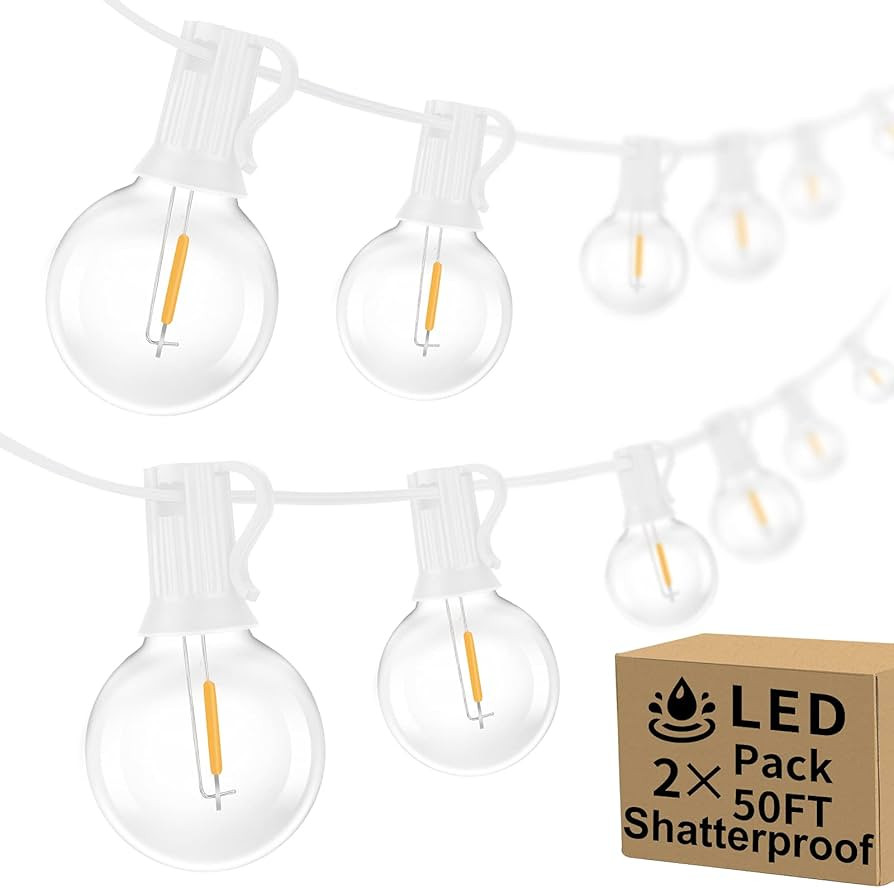 100ft Outdoor G40 LED Globe String Lights Dimmable Shatterproof Waterproof Light Strings with 52 ... | Amazon (US)