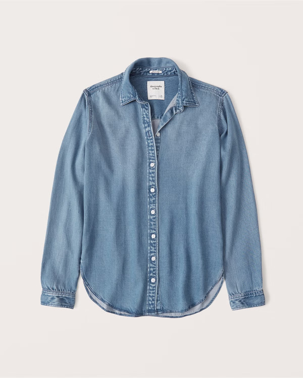 Women's Boyfriend Chambray Shirt | Women's Clearance | Abercrombie.com | Abercrombie & Fitch (US)