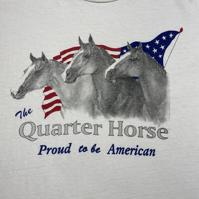Vintage Oneita Made in USA Single Stitch Proud to be American Horse Tee Large | eBay US