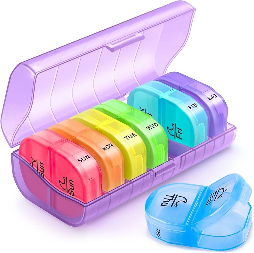 ZIKEE Weekly Pill Organizer 2 Times a Day, AM PM Pill Box with 7 Detachable Pill Case to Hold Med... | Amazon (US)