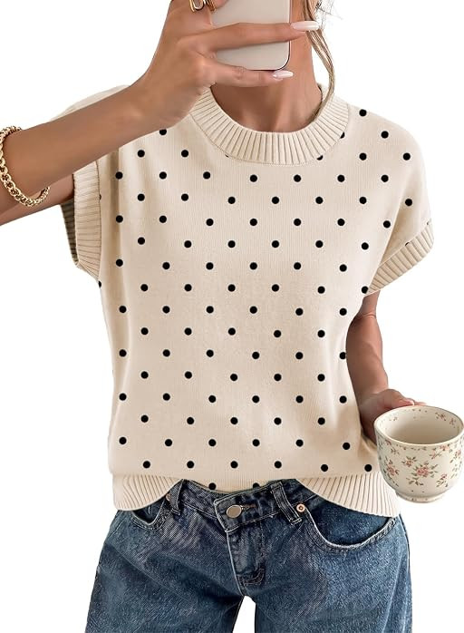 EVALESS Women's Striped Short Sleeve Knit Sweater Top | Amazon (US)