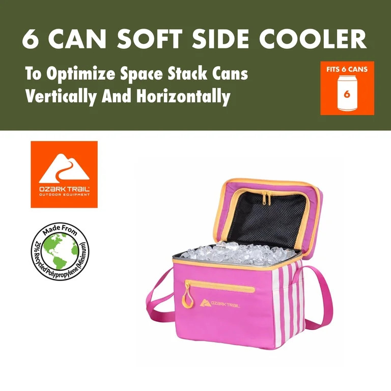 Ozark Trail Small Coated Cooler with Removable Hardliner, 6 Can Capacity, Summer Vibes Collection... | Walmart (US)