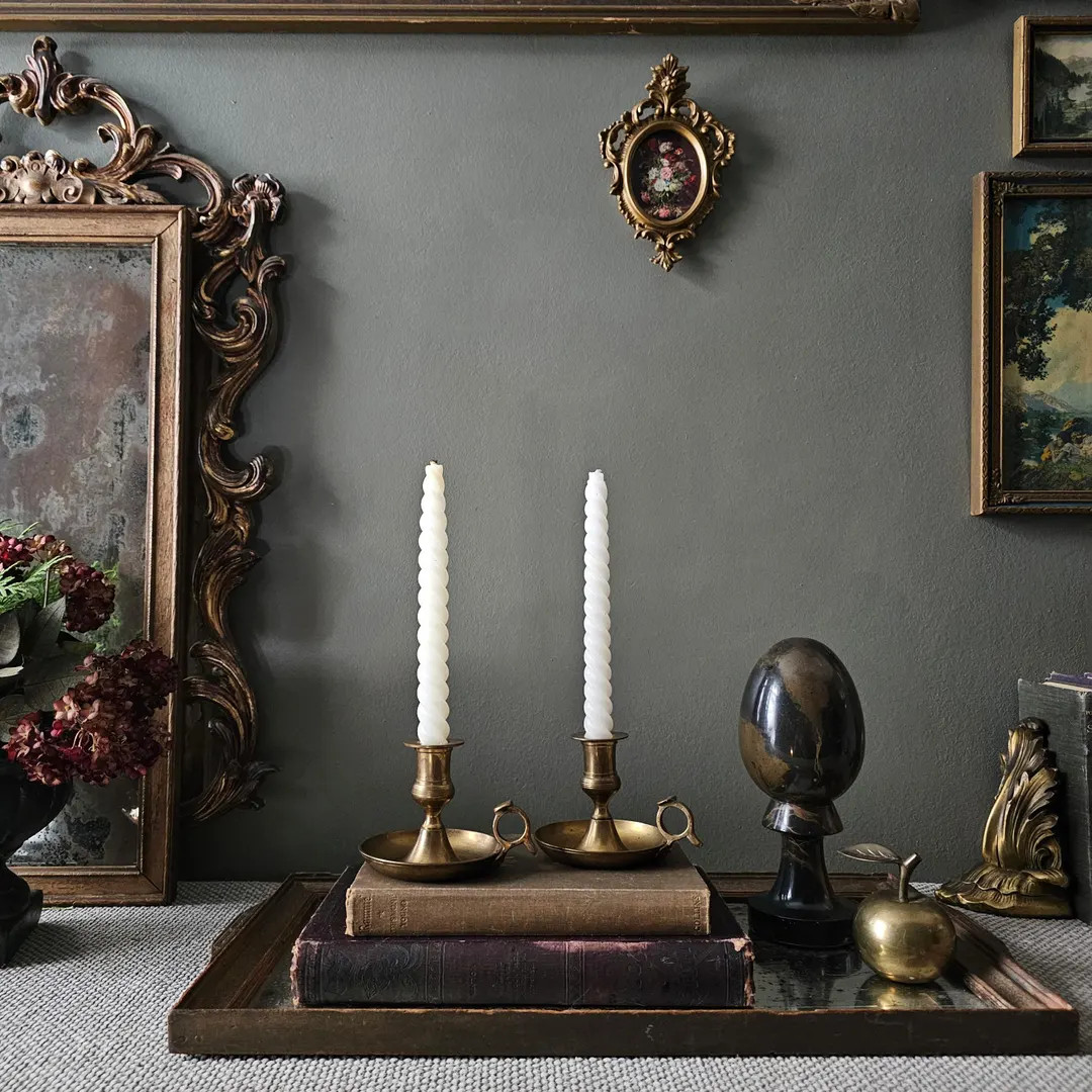 Pair of Vintage Aged Brass Chamberstick Candle Holders - Etsy Australia | Etsy (US)