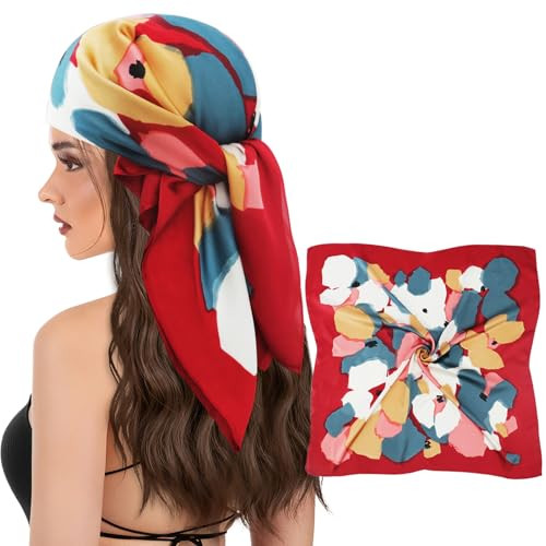 vimate Head Scarf for Women Hair 27'' Square Satin Silk Feeling Bnadana Neck Scarf Handbag Access... | Amazon (US)