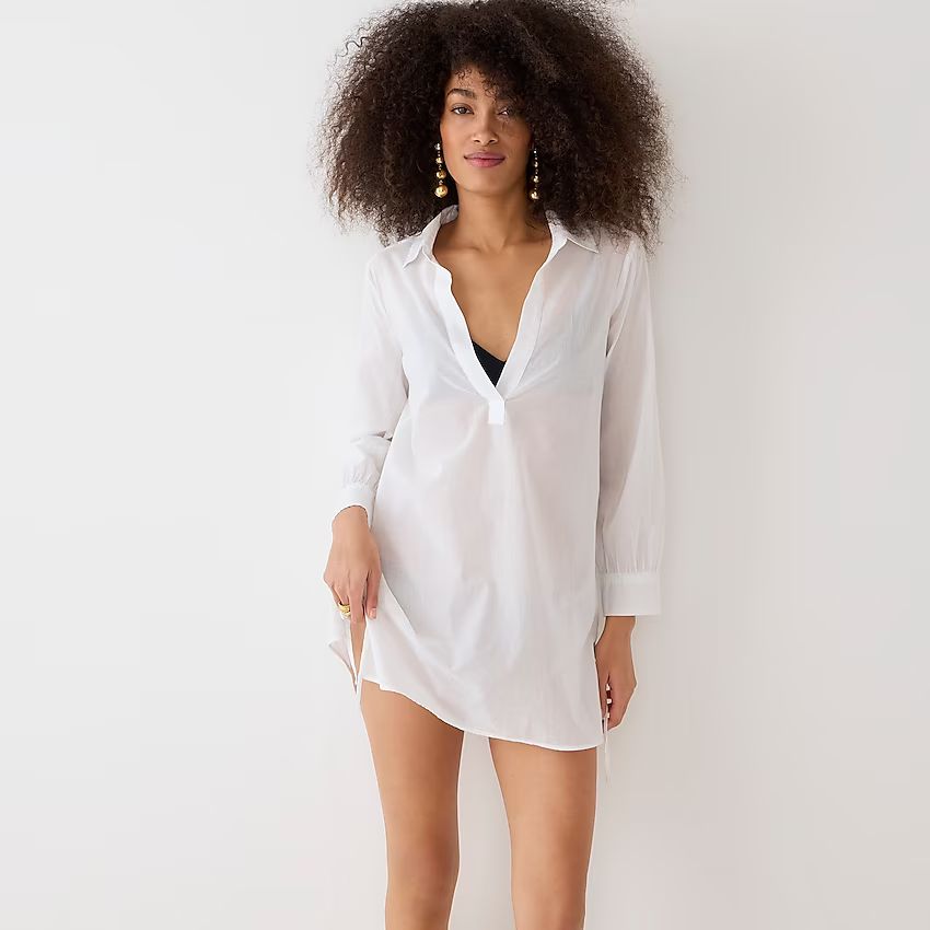 Cotton voile tunic cover-up with side ties | J.Crew US
