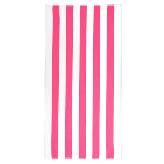 Mainstays Cabana Stripe Cotton Blend Beach Towel, 58" x 28", Pink Flame | Walmart (US)