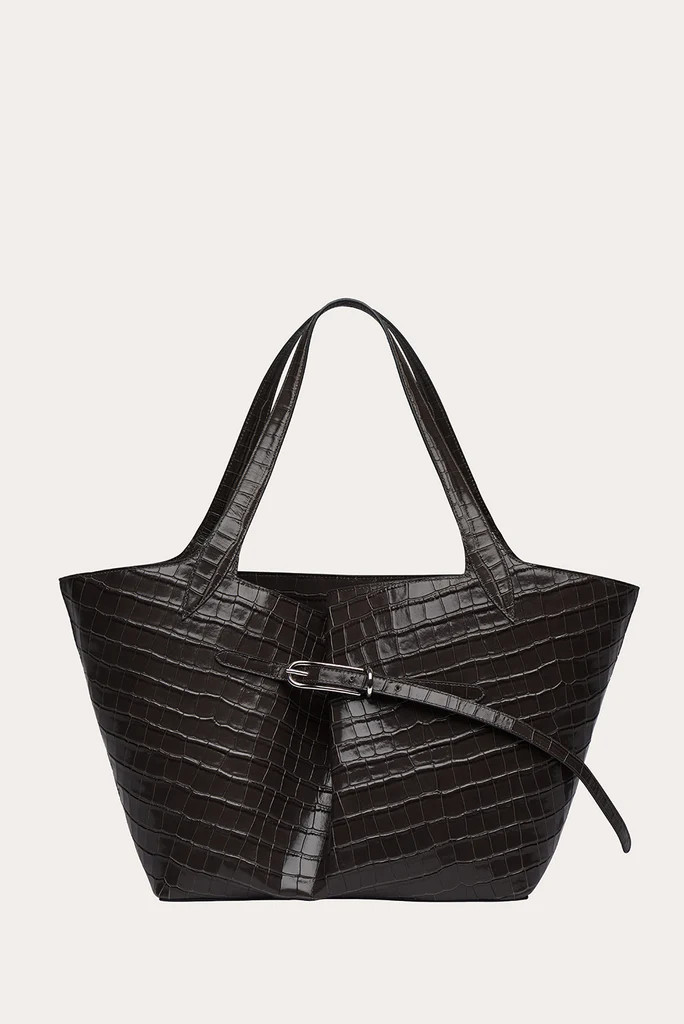Belted Tote Black Croc | LITTLE LIFFNER
