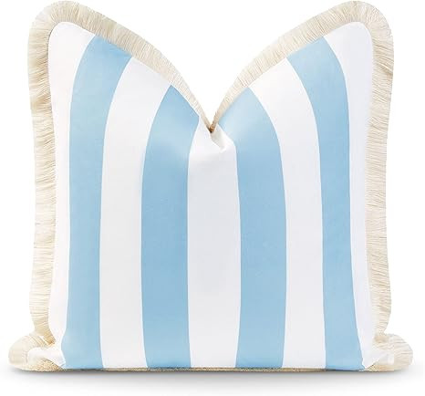 Hofdeco Premium Coastal Hampton Style Patio Indoor Outdoor Pillow Cover Only, 20"x20" Water Resis... | Amazon (US)