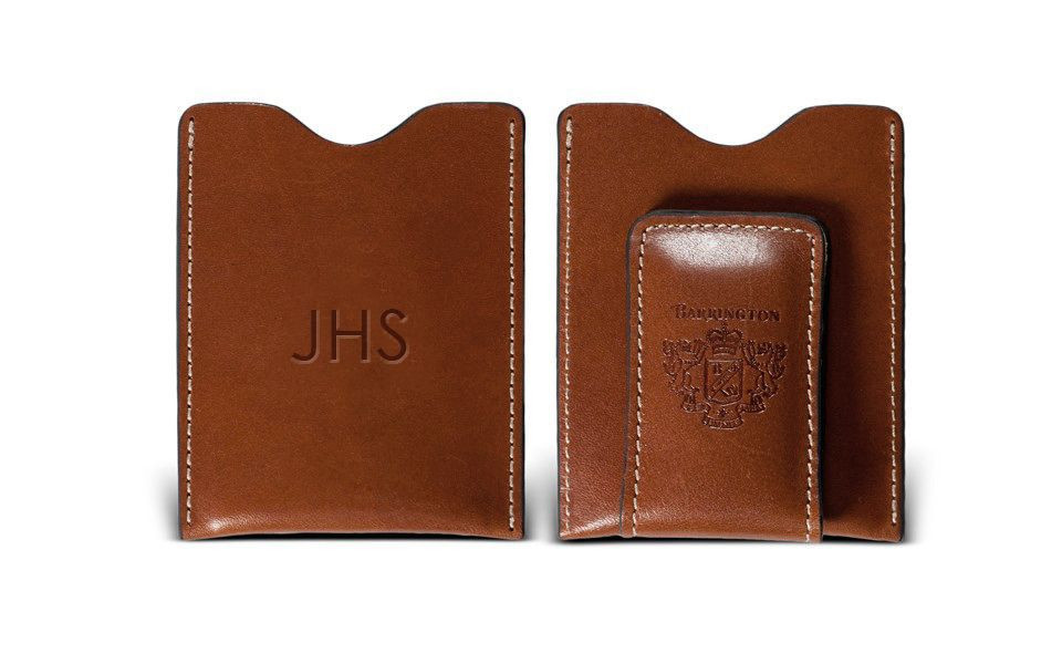 Original Money Clip - British Tan Harness Leather $65 | Barrington Gifts