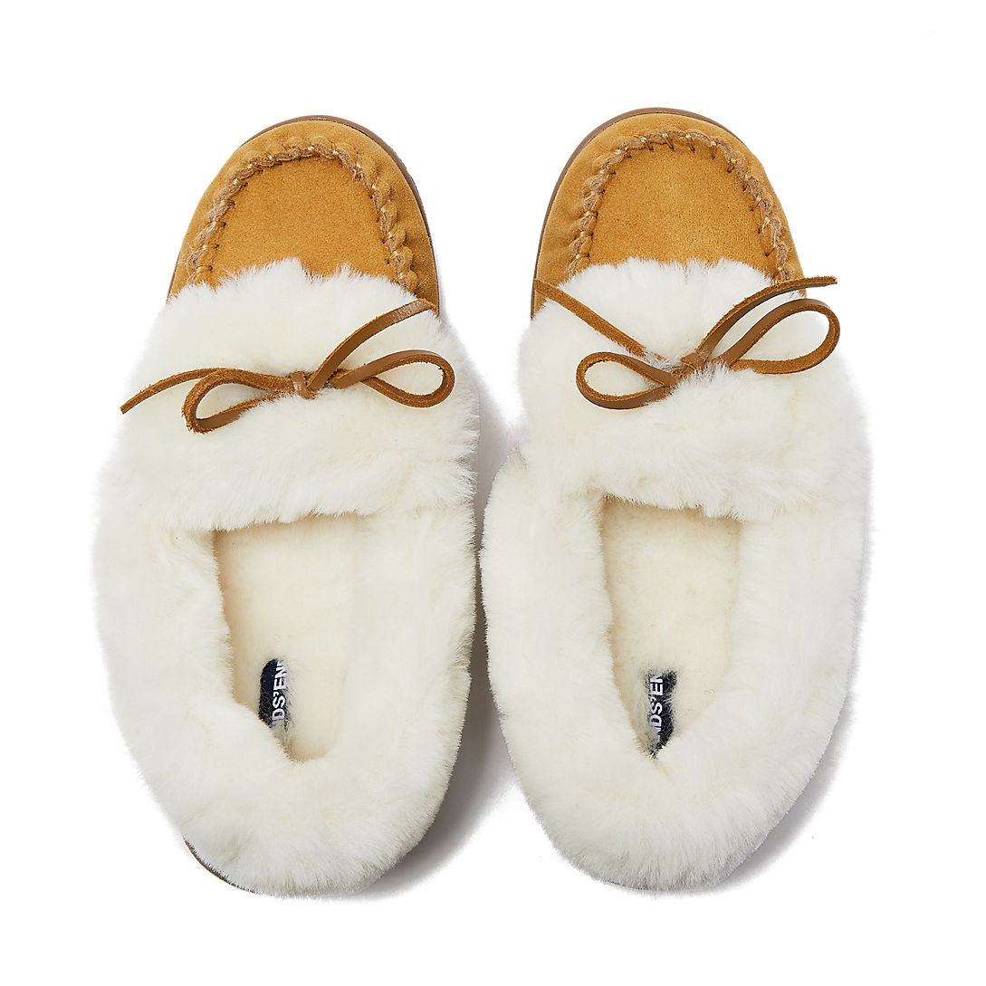 Women's Fluffy Lined Indoor Outdoor Moccasin Slippers | Lands' End (US)