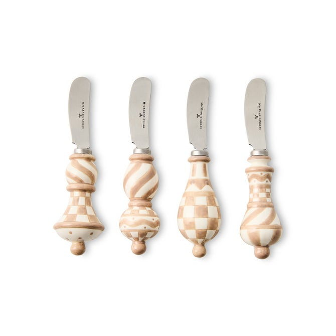 Mocha Check Party Spreaders, Set of 4 | MacKenzie-Childs