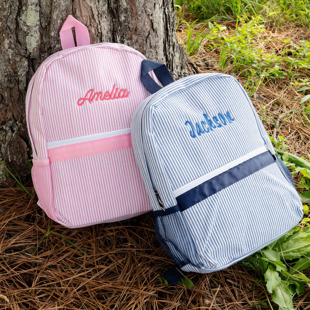 Toddler Backpack, Personalized Kids' Backpack, Seersucker Preppy Backpack, Classic Cute Kids Scho... | Etsy (US)