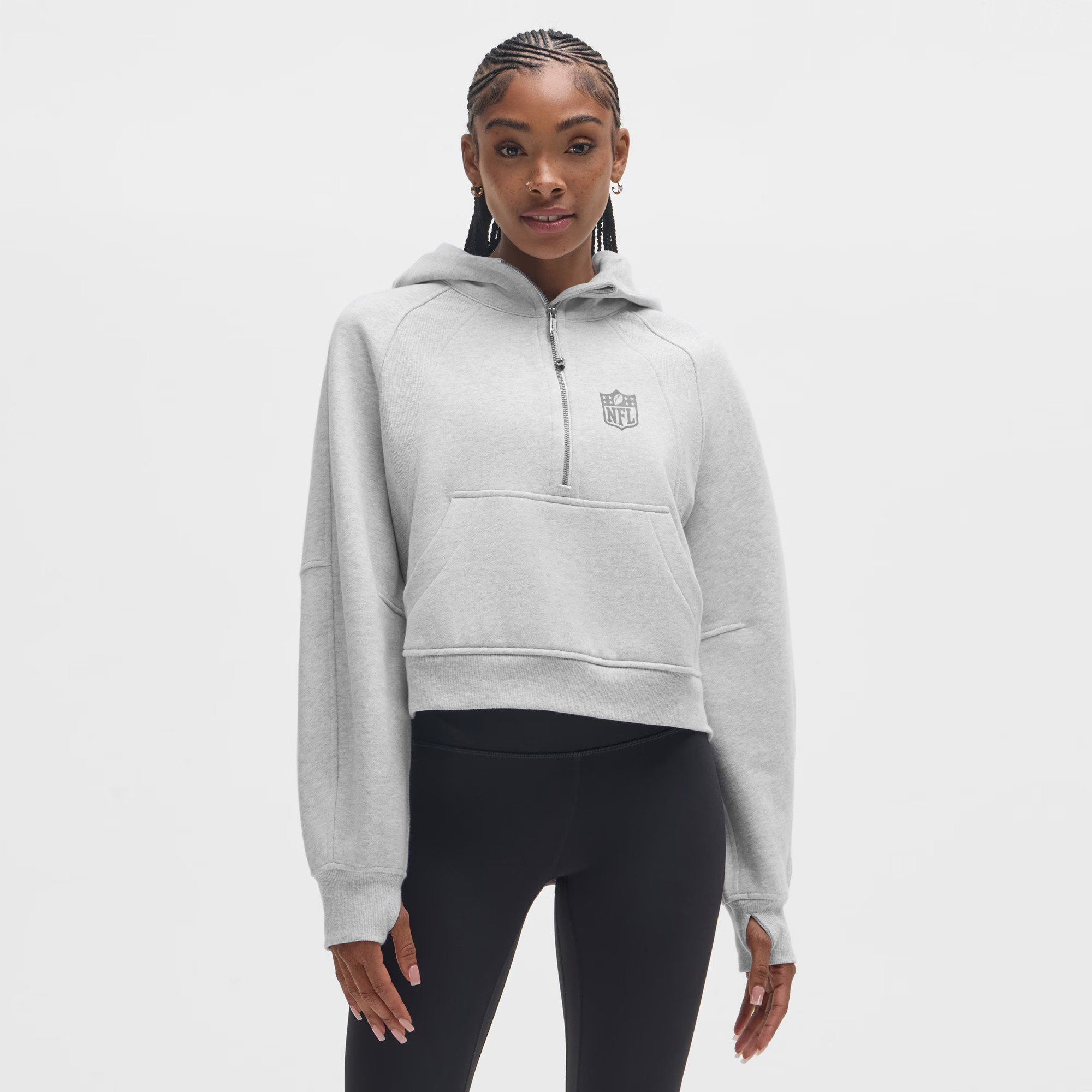 NFL lululemon Women's Scuba Oversized Half-Zip Hoodie - Heathered Core Ultra Light Grey | Fanatics