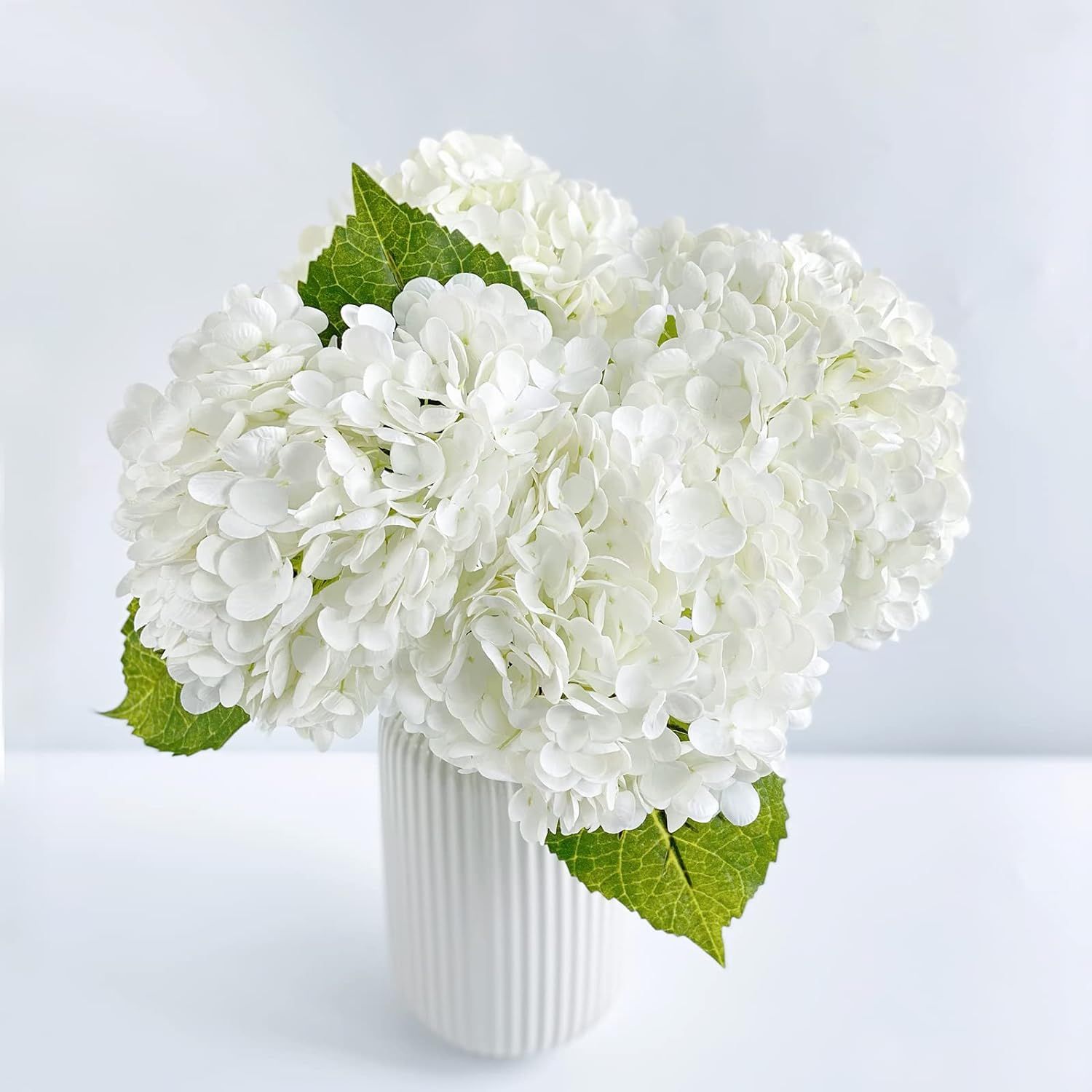 YalzoneMet 3 Pcs 21in White Artificial White Hydrangea Natural Lifelike Real Touch Faux Large Roy... | Amazon (US)