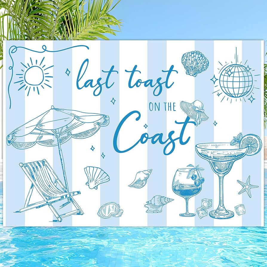 FYSUIMU Last Toast on The Coast Backdrop 7 x 5 Ft Summer Beach Photography Background Banner Blue... | Amazon (US)