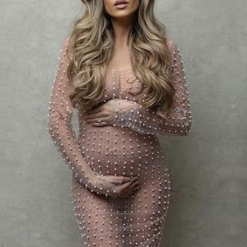 Springcmy Sexy Women Sheer Mesh See Through Pearl Rhinestone Beach Maternity Dress Swimwear Bikin... | Amazon (US)
