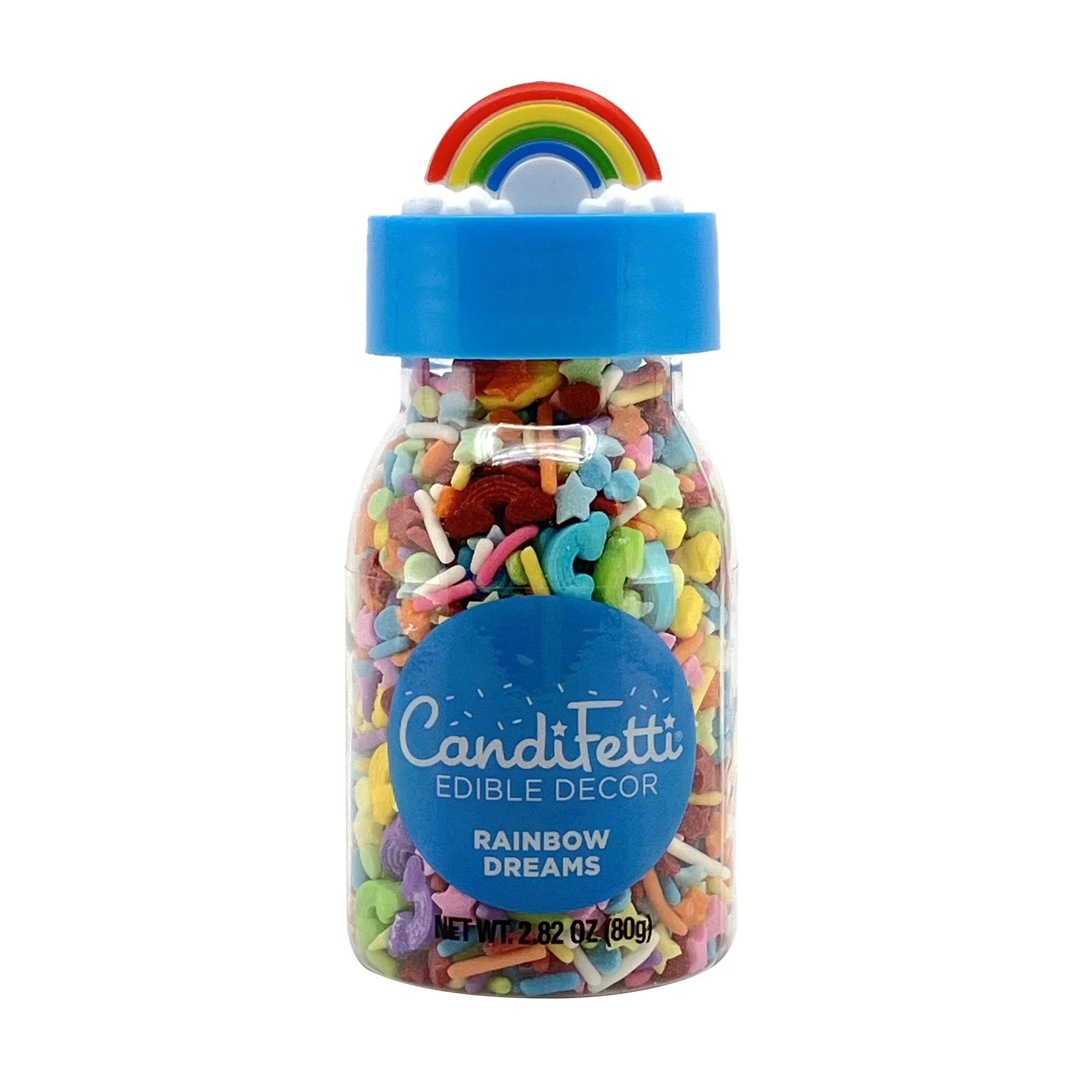 CandiFetti Edible Decor Rainbow Dreams Sprinkle Bottle with Figural Lid, 2.82 oz - Walmart.com | Walmart (US)