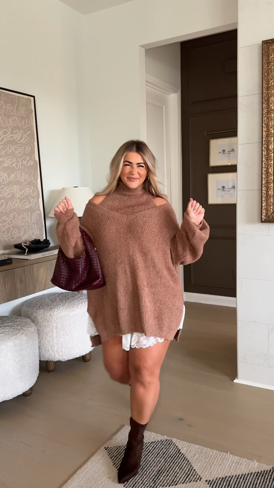 #ad my recent fall sweater haul from @cupshe!!! 🤍 kelclight15 15% off on $70+ kelclight20 20% off on $109+ — I’m wearing a size XL in everything but a large in the dresses + tie top  #cupshe #cupshepartners #cupshe