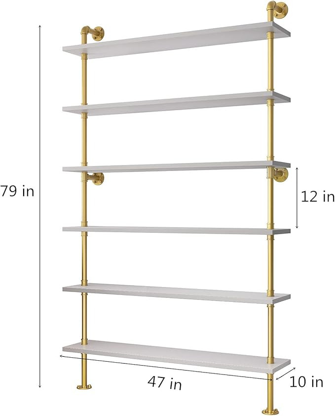 Industrial Pipe Shelves Rustic Wood Ladder Bookshelf Wall Mounted Shelf for Living Room Decor and... | Amazon (US)