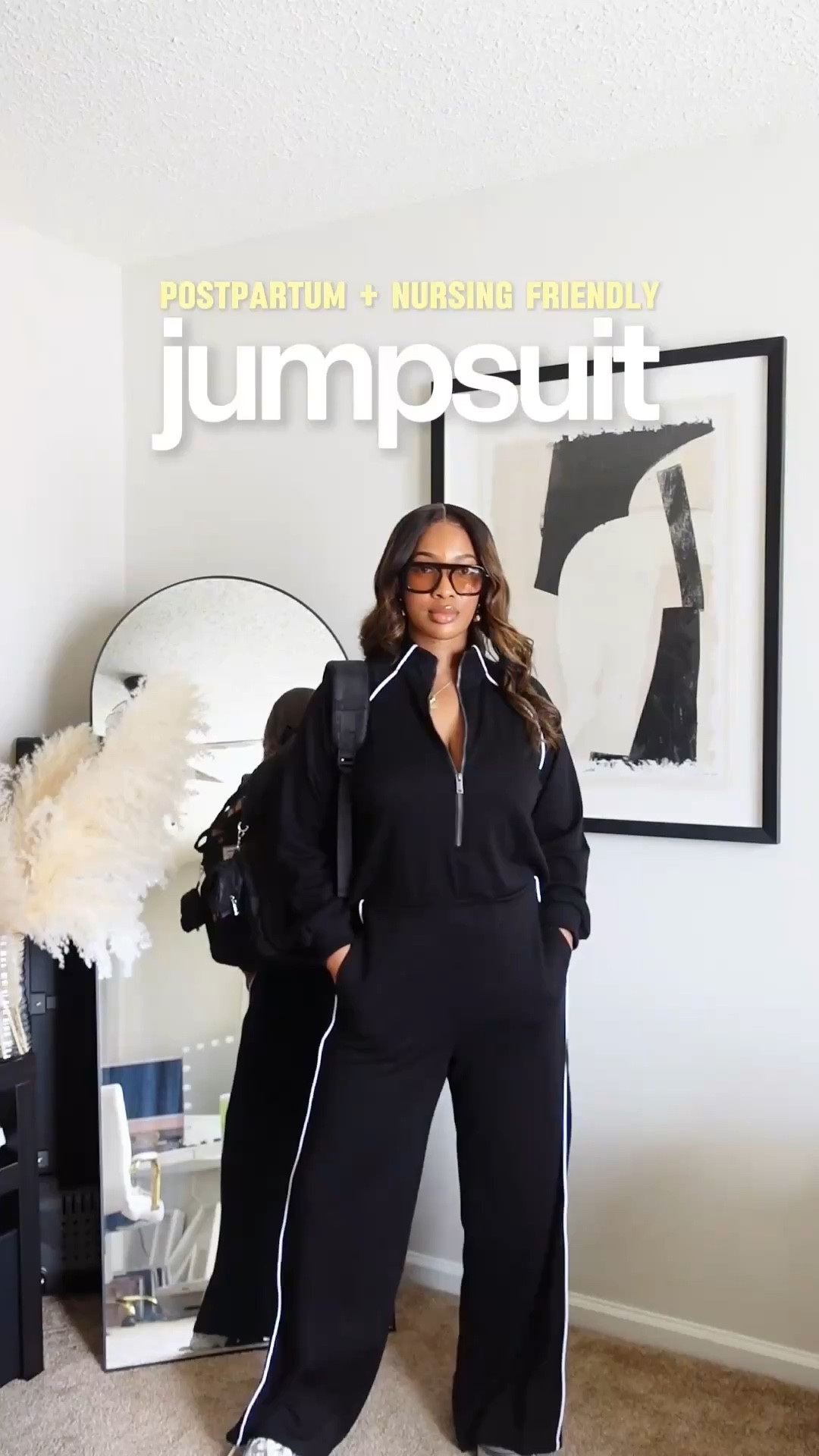 Postpartum & Nursing Friendly Jumpsuit. Wearing Size Large