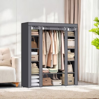 59 x 17.7 x 69 Inches Clothes Storage Organizer, Portable Closet Wardrobe for Bedroom with Non-Woven Fabric Cover, 12 Compartments Clothing Storage | Target