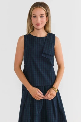 Navy Plaid Boxy Tank Top | Avara