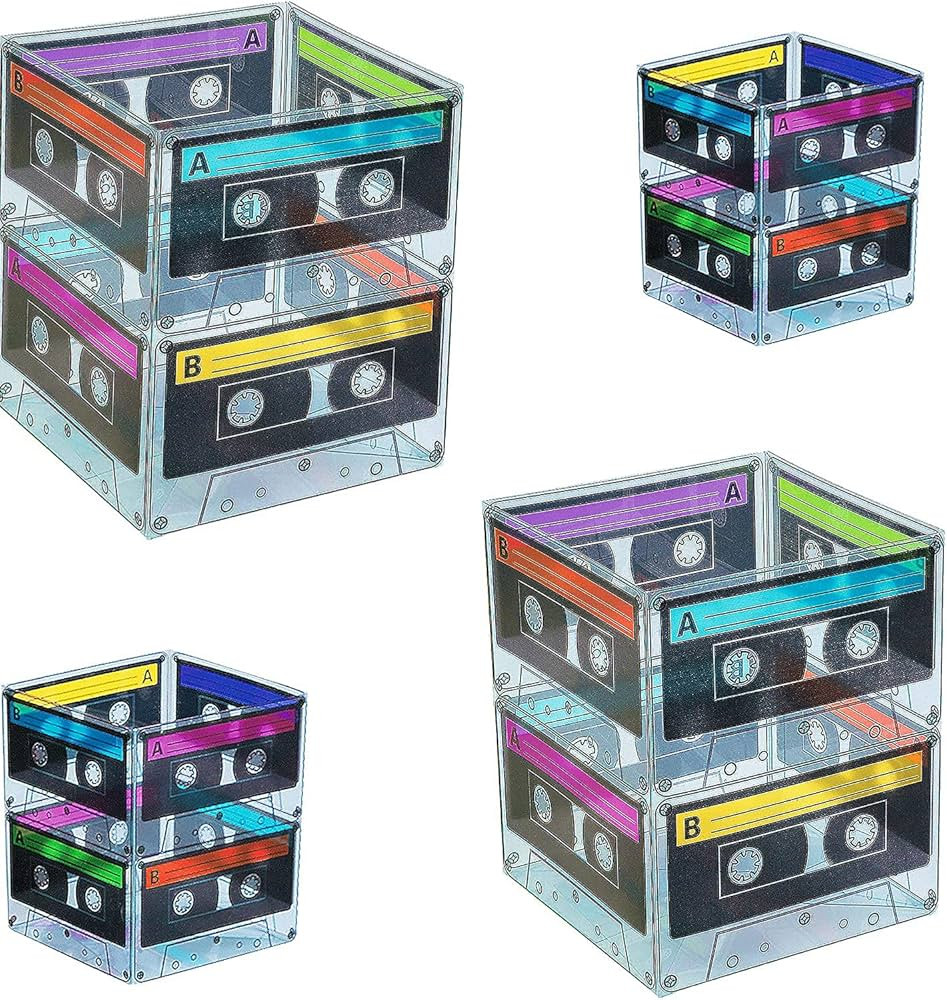 Cassette Tape Bucket Centerpiece (4 Pack) 80s Party Supplies, 90's Theme Birthday Party Decoratio... | Amazon (US)