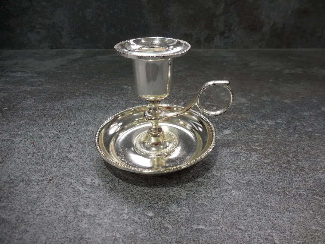 Silver Plated Candle Holder, Chamber Stick, Go to Bed - Etsy | Etsy (US)