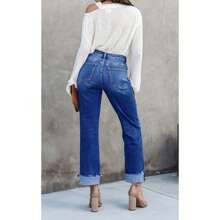 PiePieBuy Womens High Waisted Straight Leg Jeans Crossover Stretch Casual Cuffed Denim Pants | SHEIN