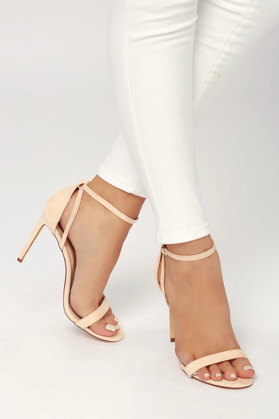Sila Light Nude Suede Ankle Strap Heels | Lulus (US)