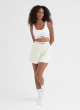 Cream Ribbed Jersey Elasticated Short - Jaz | 4th & Reckless