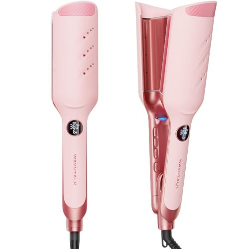 Wavytalk Power Wave Hair Crimper, Curling Iron Hair Crimper Waver, Ventilation Design for Less Damage, Ionic Reduces Frizz, Effortless-Curler, Dual Voltage Crimping Iron, Pink | Amazon (US)