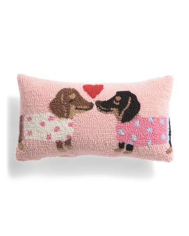 9x16 Dachshunds Kiss Heart Hooked Pillow | Polyester | Marshalls