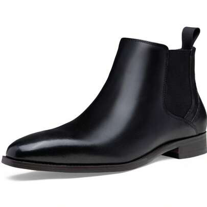 SHOESMALL Men'S Chelsea Boots Premium Leather Retro Casual Ankle Boots Slip On Dress Boots For Men | SHEIN