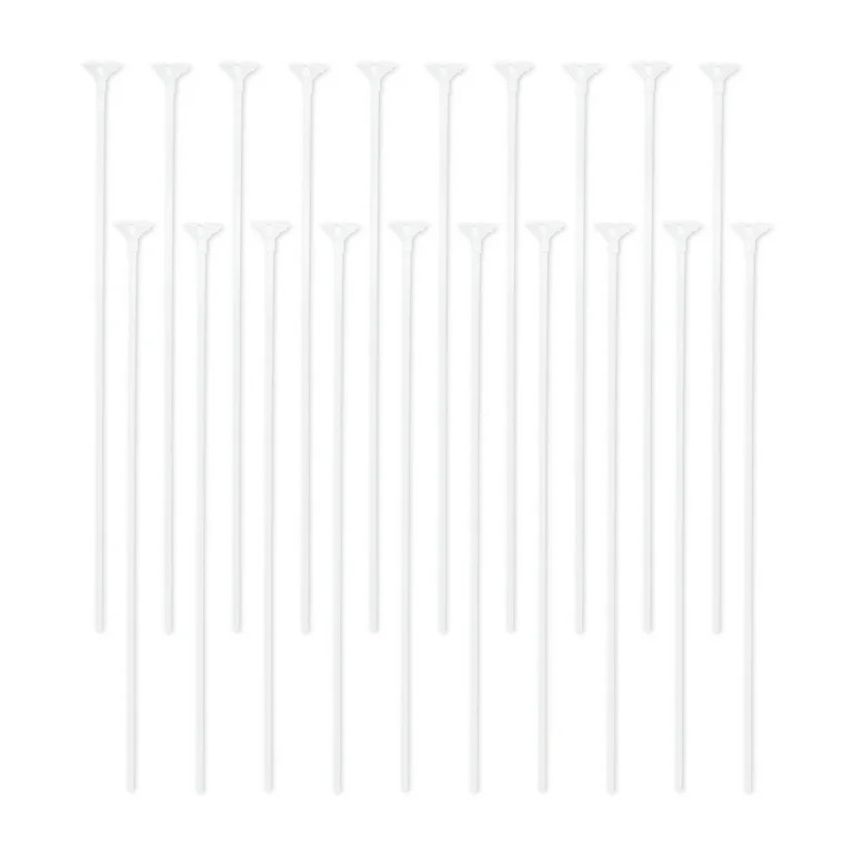 White Plastic Balloon Sticks with Cups, 19.69", 20 Pieces, by Way To Celebrate | Walmart (US)