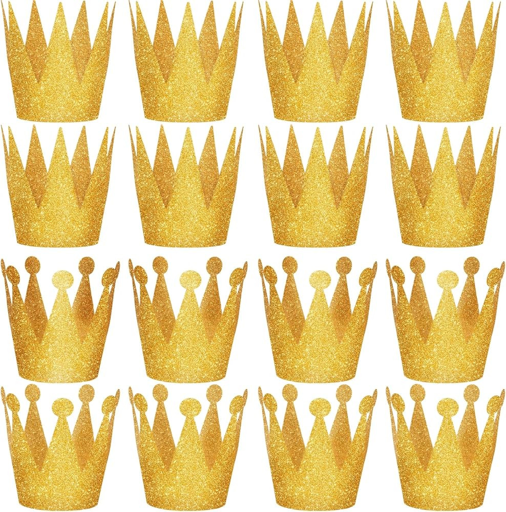 3 otters Gold Crown Hats, 18PCS Party Crown Hats Caps for Birthday Wedding Celebration | Amazon (US)