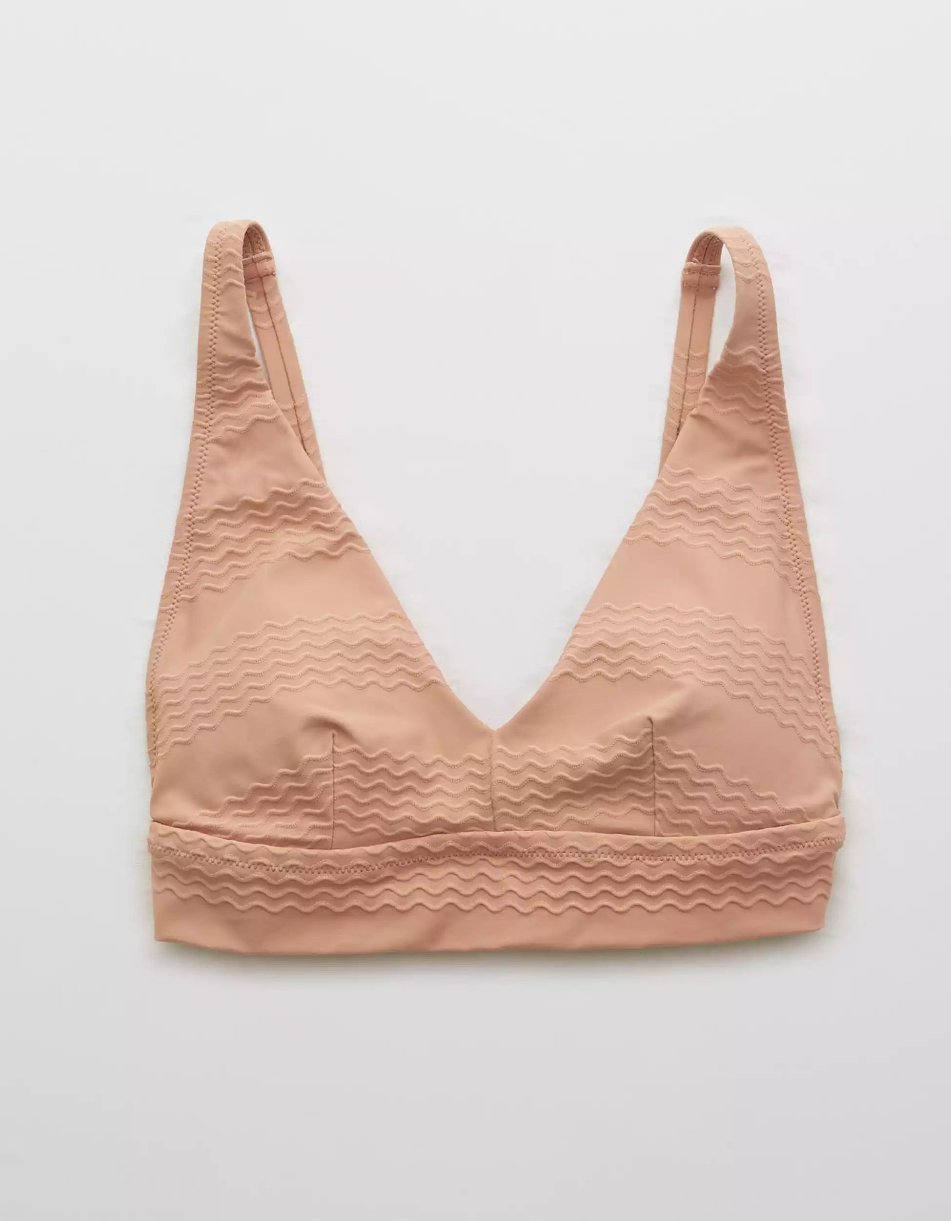 Aerie Jacquard Longline V Scoop Bikini Top | American Eagle Outfitters (US & CA)