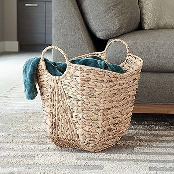 Household Essentials ML-4002 Tall Water Hyacinth Wicker Basket with Handles | Natural, Brown, Nat... | Amazon (US)
