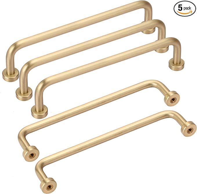 WORHE Brass Cabinet Pulls Solid Pure 6.3 inch 160mm Hole Center, Drawer and Dressing Table Handle... | Amazon (US)