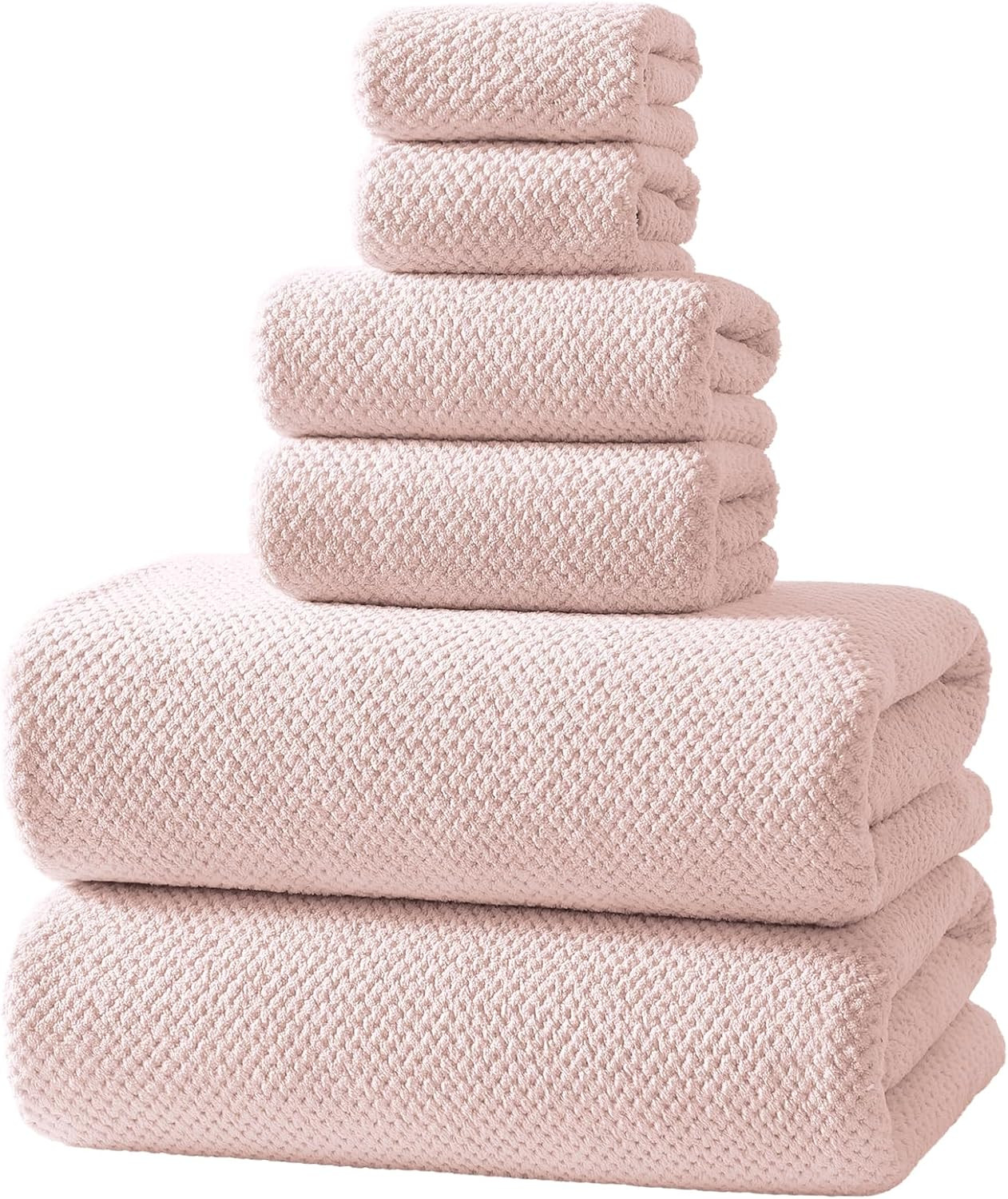 REDKISS Pink Towel Set, 6 Piece Premium Soft Bath Towel Set, Highly Absorbent Luxury 6-Pack with ... | Amazon (US)