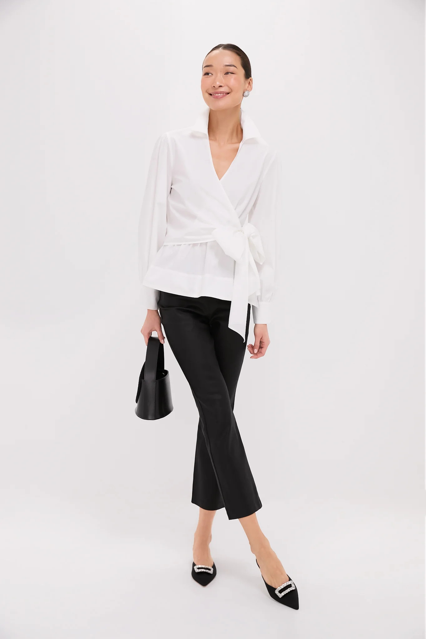 White Tie Front Bow Bea Blouse | Tuckernuck (US)