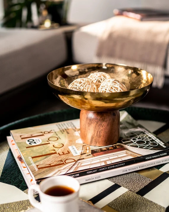 Decorative Fruit Bowl Hand Beaten / Hammered Metal & Walnut | Etsy | Etsy (US)