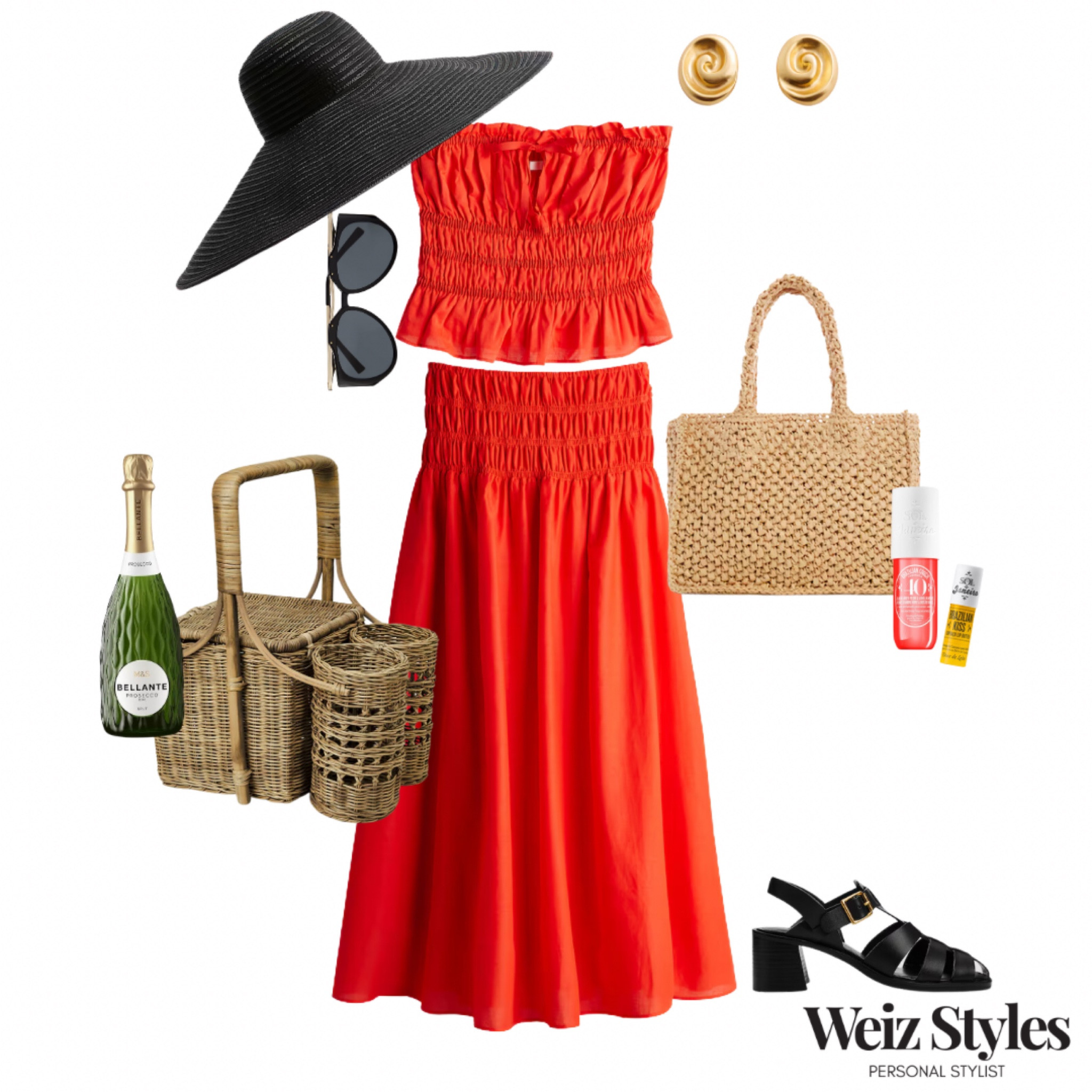 🧺 It’s finally picnic season and I couldn’t be happier about it! This super stylish co-ord paired with a fabulous wide brimmed sunhat and fisherman sandals is perfect for a picnic - don’t forget the Prosecco! 🥂

Need some help with your everyday outfits? Get in touch hello@weizstyles.com 💌

Louise x

Co-ord, set, orange, red, skirt, top, shirting, orange, red, colour, vibrant, sandals, summer, ootd, picnic, chic, style, elegant, hat, sunshine, sun, hamper, picnic basket, champagne, Prosecco, fun, sunglasses, net a porter, gold, mango, earrings, H&M, John Lewis, M&S, marks and Spencer, feminine, black, straw, bag, perfume, lip balm, bow, detail, cute, ootd, outfit of the day, personal stylist, Weiz styles, shop the look, midi, Bardot, fun