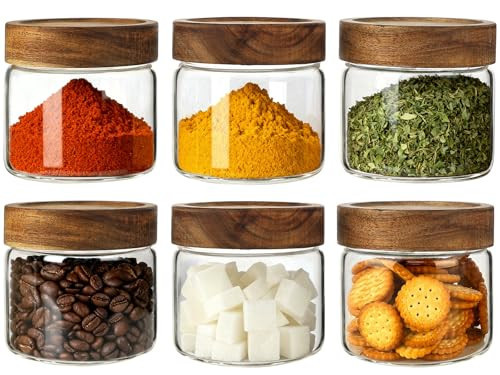 CONNOO 6Pcs-17oz Airtight Glass Spice Jars with Lids | Amazon (US)